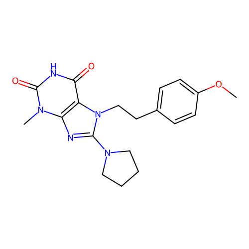 7-(4-methoxyphenethyl)-3-methyl-8-(pyrrolidin-1-yl)-1H-purine-2,6(3H,7H)-dione structure