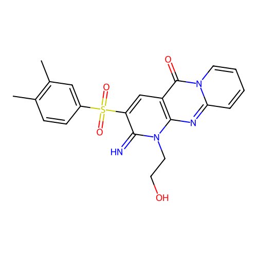 3-[(3,4-dimethylphenyl)sulfonyl]-1-(2-hydroxyethyl)-2-imino-1,6-dihydropyridin o[1,2-a]pyridino[2,3-d]pyrimidin-5-one structure