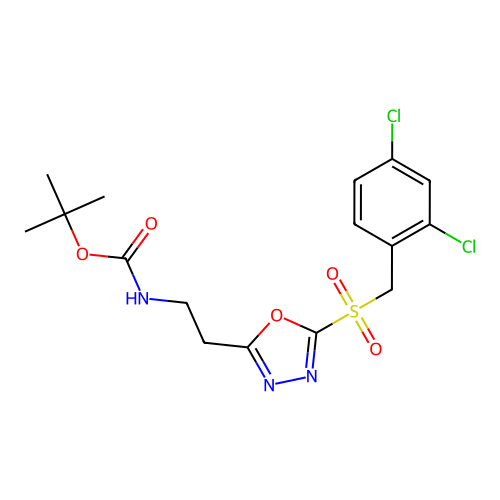tert-butyl N-[2-[5-[(2,4-dichlorophenyl)methylsulfonyl]-1,3,4-oxadiazol-2-yl]ethyl]carbamate structure