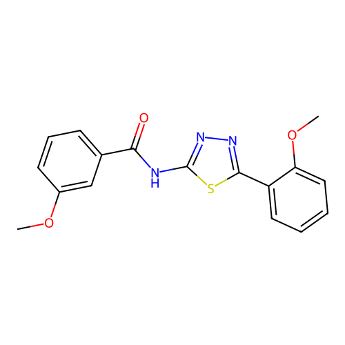 3-methoxy-N-(5-(2-methoxyphenyl)-1,3,4-thiadiazol-2-yl)benzamide structure