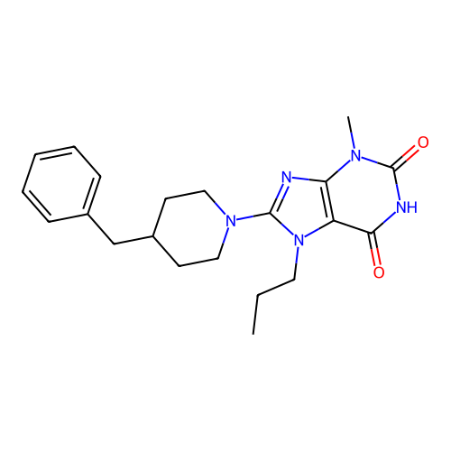 8-(4-benzylpiperidin-1-yl)-3-methyl-7-propyl-1H-purine-2,6(3H,7H)-dione structure