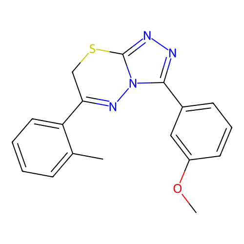 3-(3-methoxyphenyl)-6-(2-methylphenyl)-7H-[1,2,4]triazolo[3,4-b][1,3,4]thiadiazine structure