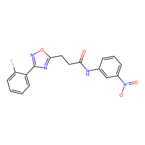 3-[3-(2-fluorophenyl)-1,2,4-oxadiazol-5-yl]-N-(3-nitrophenyl)propanamide structure