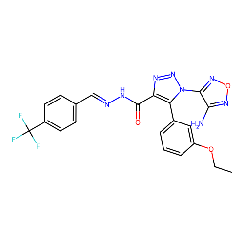 (E)-1-(4-amino-1,2,5-oxadiazol-3-yl)-5-(3-ethoxyphenyl)-N'-(4-(trifluoromethyl)benzylidene)-1H-1,2,3-triazole-4-carbohydrazide structure