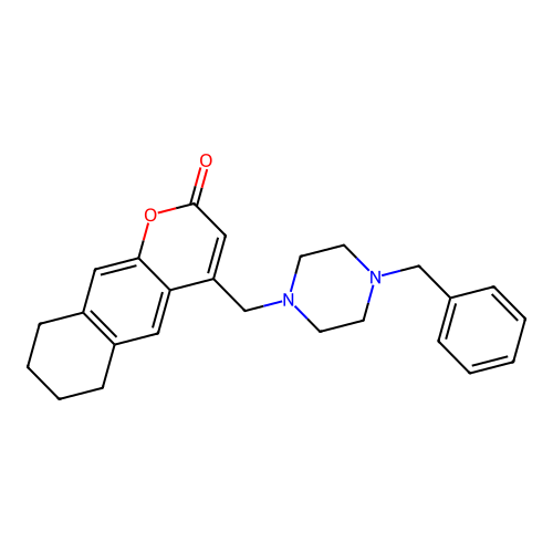 4-((4-benzylpiperazin-1-yl)methyl)-6,7,8,9-tetrahydro-2H-benzo[g]chromen-2-one structure