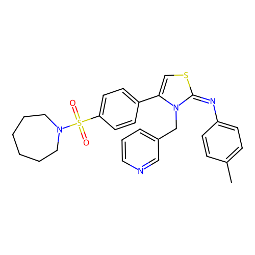 N-[(2Z)-4-[4-(azepan-1-ylsulfonyl)phenyl]-3-(pyridin-3-ylmethyl)-1,3-thiazol-2(3H)-ylidene]-4-methylaniline structure