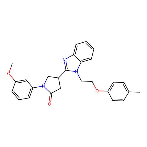 1-(3-methoxyphenyl)-4-(1-(2-(p-tolyloxy)ethyl)-1H-benzo[d]imidazol-2-yl)pyrrolidin-2-one structure