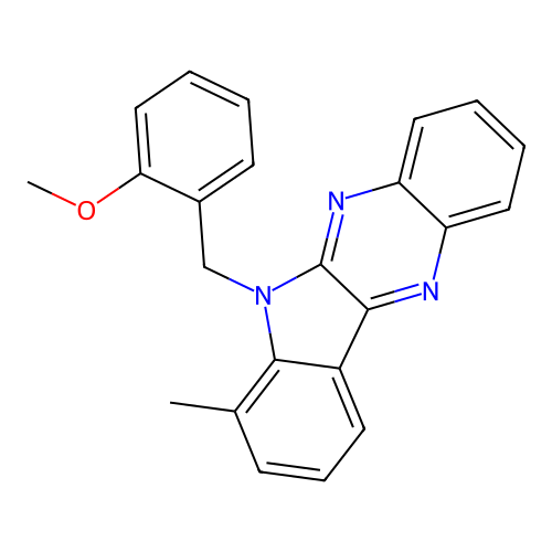 6-(2-methoxybenzyl)-7-methyl-6H-indolo[2,3-b]quinoxaline structure