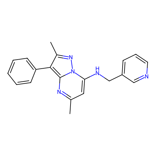 2,5-dimethyl-3-phenyl-N-(pyridin-3-ylmethyl)pyrazolo[1,5-a]pyrimidin-7-amine structure