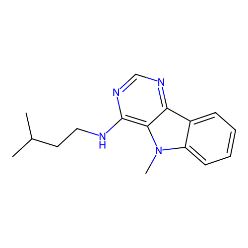 5-methyl-N-(3-methylbutyl)-5H-pyrimido[5,4-b]indol-4-amine structure
