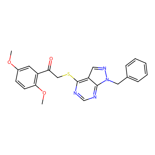 2-((1-benzyl-1H-pyrazolo[3,4-d]pyrimidin-4-yl)thio)-1-(2,5-dimethoxyphenyl)ethanone structure