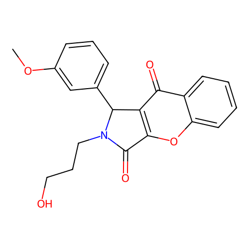 2-(3-hydroxypropyl)-1-(3-methoxyphenyl)-1,2-dihydrochromeno[2,3-c]pyrrole-3,9-dione structure