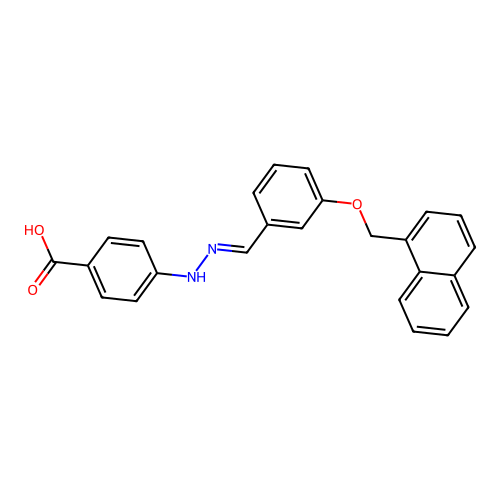 4-{(2E)-2-[3-(naphthalen-1-ylmethoxy)benzylidene]hydrazinyl}benzoic acid structure