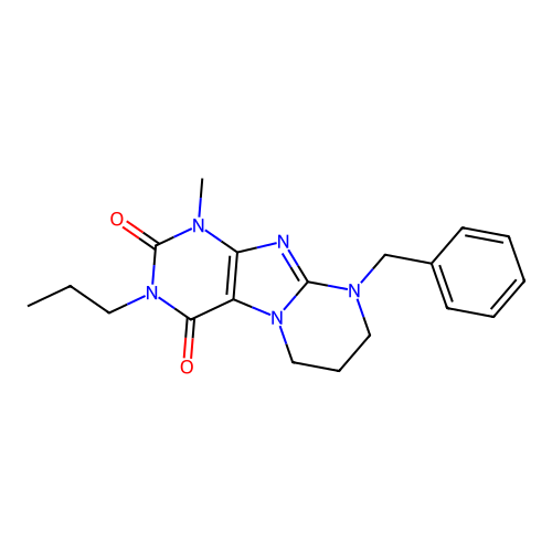 9-benzyl-1-methyl-3-propyl-7,8-dihydro-6H-purino[7,8-a]pyrimidine-2,4-dione structure