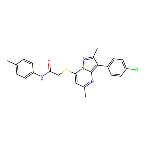 2-{[3-(4-chlorophenyl)-2,5-dimethylpyrazolo[1,5-a]pyrimidin-7-yl]sulfanyl}-N-(4-methylphenyl)acetamide structure