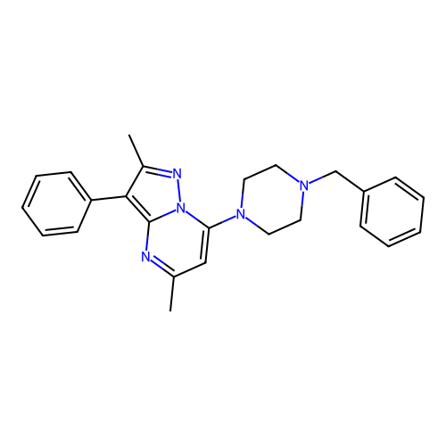 7-(4-Benzylpiperazin-1-yl)-2,5-dimethyl-3-phenylpyrazolo[1,5-a]pyrimidine structure