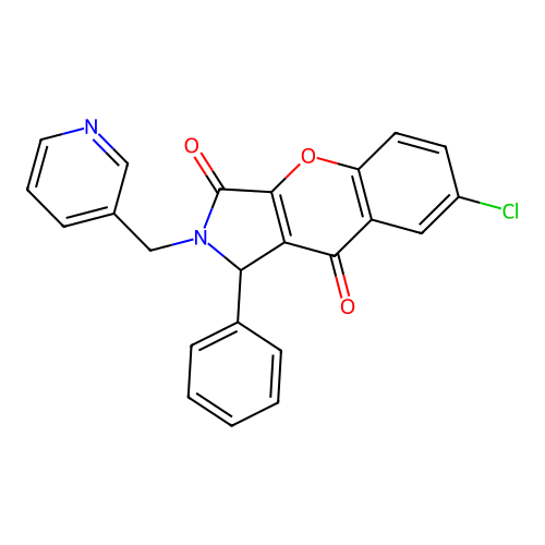 7-chloro-1-phenyl-2-(pyridin-3-ylmethyl)-1,2-dihydrochromeno[2,3-c]pyrrole-3,9-dione structure