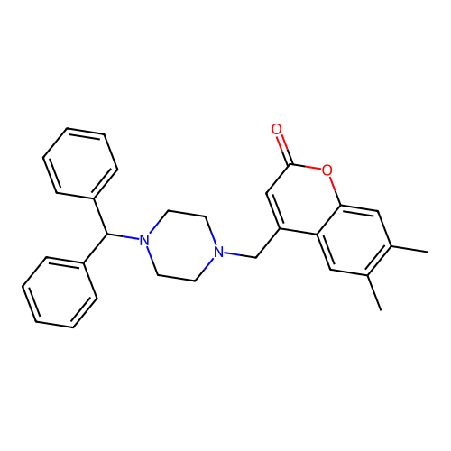 4-{[4-(Diphenylmethyl)piperazinyl]methyl}-6,7-dimethylchromen-2-one structure