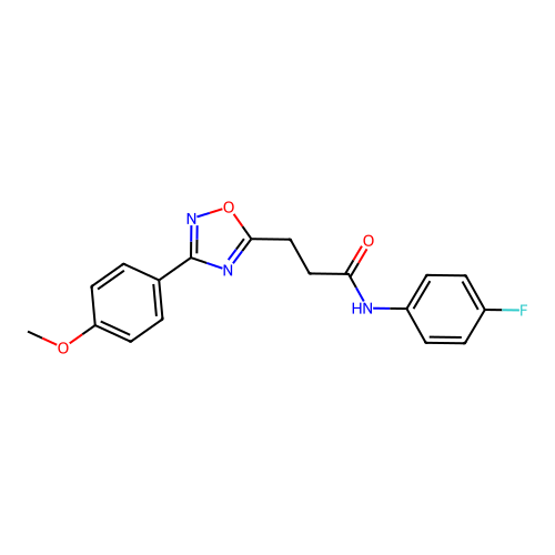 N-(4-fluorophenyl)-3-[3-(4-methoxyphenyl)-1,2,4-oxadiazol-5-yl]propanamide structure
