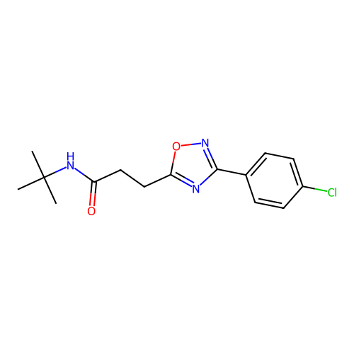 N-tert-butyl-3-[3-(4-chlorophenyl)-1,2,4-oxadiazol-5-yl]propanamide structure