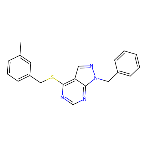 1-Benzyl-4-[(3-methylphenyl)methylsulfanyl]pyrazolo[3,4-d]pyrimidine structure