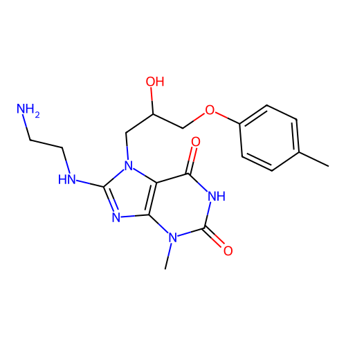 8-((2-aminoethyl)amino)-7-(2-hydroxy-3-(p-tolyloxy)propyl)-3-methyl-1H-purine-2,6(3H,7H)-dione structure