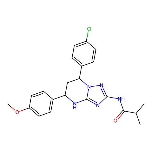 N-(7-(4-chlorophenyl)-5-(4-methoxyphenyl)-4,5,6,7-tetrahydro-[1,2,4]triazolo[1,5-a]pyrimidin-2-yl)isobutyramide structure