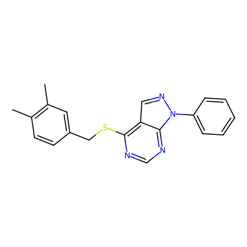 4-[(3,4-dimethylbenzyl)sulfanyl]-1-phenyl-1H-pyrazolo[3,4-d]pyrimidine structure