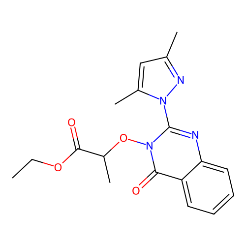 Ethyl 2-[2-(3,5-dimethylpyrazol-1-yl)-4-oxoquinazolin-3-yl]oxypropanoate structure