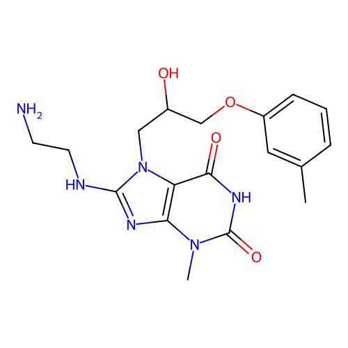 8-(2-aminoethylamino)-7-[2-hydroxy-3-(3-methylphenoxy)propyl]-3-methyl-purine-2,6-dione structure