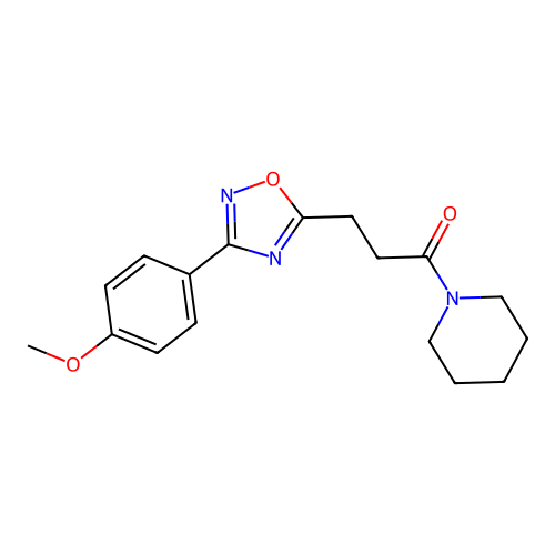 3-[3-(4-Methoxyphenyl)-1,2,4-oxadiazol-5-yl]-1-piperidin-1-ylpropan-1-one structure