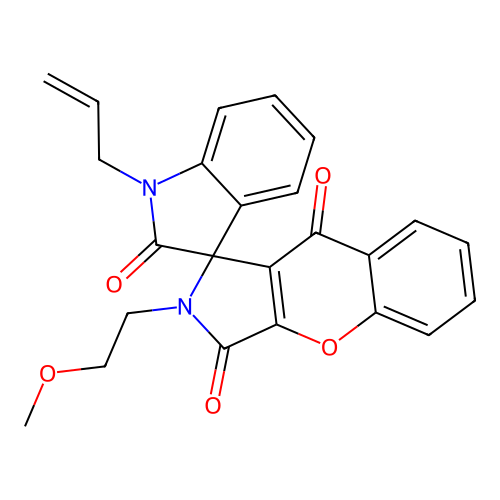 2-(2-methoxyethyl)-1'-prop-2-enylspiro[chromeno[2,3-c]pyrrole-1,3'-indole]-2',3,9-trione structure