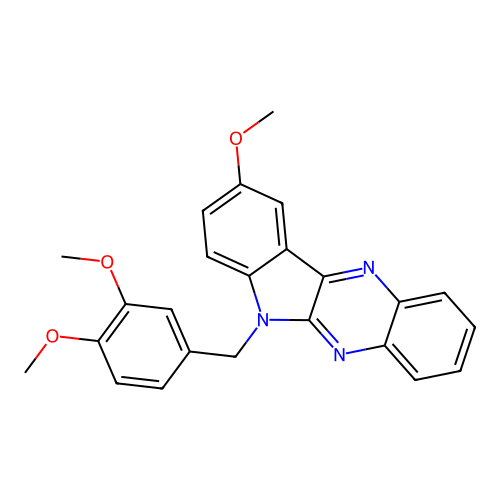 6-(3,4-dimethoxybenzyl)-9-methoxy-6H-indolo[2,3-b]quinoxaline structure