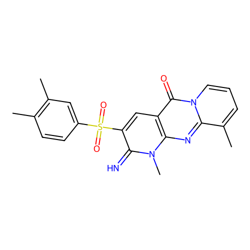 3-((3,4-dimethylphenyl)sulfonyl)-2-imino-1,10-dimethyl-1H-dipyrido[1,2-a:2',3'-d]pyrimidin-5(2H)-one structure