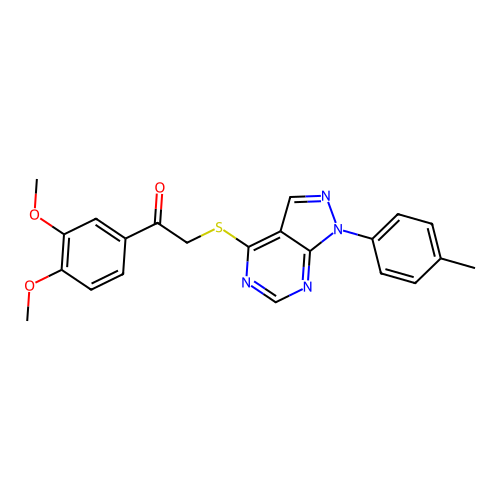 1-(3,4-dimethoxyphenyl)-2-((1-(p-tolyl)-1H-pyrazolo[3,4-d]pyrimidin-4-yl)thio)ethanone structure