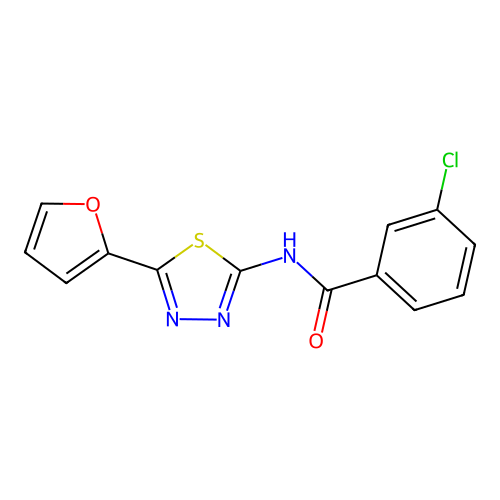 3-chloro-N-(5-(furan-2-yl)-1,3,4-thiadiazol-2-yl)benzamide structure