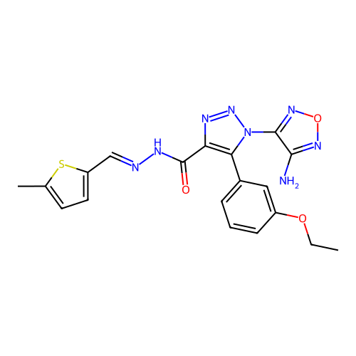 (E)-1-(4-amino-1,2,5-oxadiazol-3-yl)-5-(3-ethoxyphenyl)-N'-((5-methylthiophen-2-yl)methylene)-1H-1,2,3-triazole-4-carbohydrazide structure