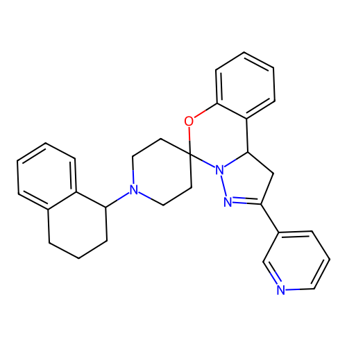 2'-(pyridin-3-yl)-1-(1,2,3,4-tetrahydronaphthalen-1-yl)-1',10b'-dihydrospiro[piperidine-4,5'-pyrazolo[1,5-c][1,3]benzoxazine] structure