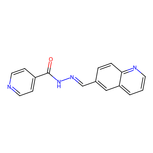 N'-[(E)-quinolin-6-ylmethylidene]pyridine-4-carbohydrazide structure