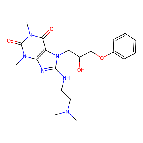 8-{[2-(dimethylamino)ethyl]amino}-7-(2-hydroxy-3-phenoxypropyl)-1,3-dimethyl-3,7-dihydro-1H-purine-2,6-dione structure