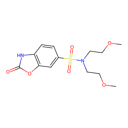 N,N-bis(2-methoxyethyl)-2-oxo-2,3-dihydrobenzo[d]oxazole-6-sulfonamide structure