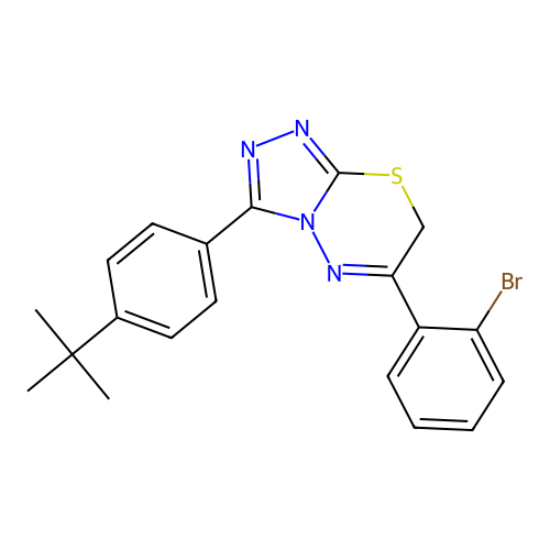 6-(2-bromophenyl)-3-(4-tert-butylphenyl)-7H-[1,2,4]triazolo[3,4-b][1,3,4]thiadiazine structure