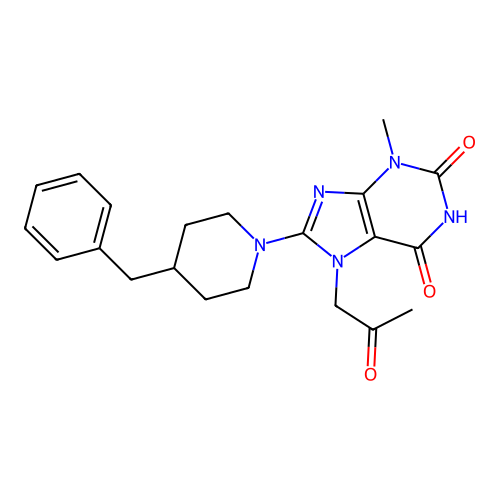 8-(4-benzylpiperidin-1-yl)-3-methyl-7-(2-oxopropyl)-1H-purine-2,6(3H,7H)-dione structure