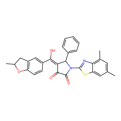 (4E)-1-(4,6-dimethyl-1,3-benzothiazol-2-yl)-4-[hydroxy(2-methyl-2,3-dihydro-1-benzofuran-5-yl)methylidene]-5-phenylpyrrolidine-2,3-dione structure