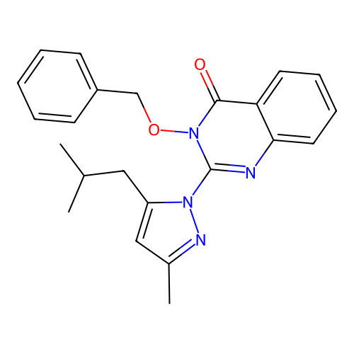 2-[3-Methyl-5-(2-methylpropyl)pyrazol-1-yl]-3-phenylmethoxyquinazolin-4-one structure
