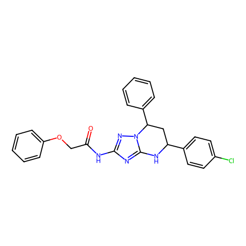 N-(5-(4-chlorophenyl)-7-phenyl-4,5,6,7-tetrahydro-[1,2,4]triazolo[1,5-a]pyrimidin-2-yl)-2-phenoxyacetamide structure