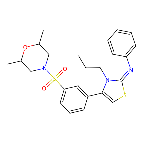 N-[(2Z)-4-{3-[(2,6-dimethylmorpholin-4-yl)sulfonyl]phenyl}-3-propyl-1,3-thiazol-2(3H)-ylidene]aniline structure