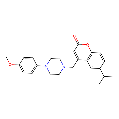 4-{[4-(4-methoxyphenyl)piperazin-1-yl]methyl}-6-(propan-2-yl)-2H-chromen-2-one structure