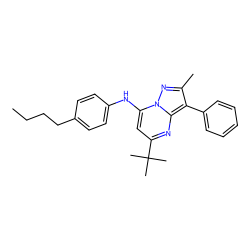 5-tert-butyl-N-(4-butylphenyl)-2-methyl-3-phenylpyrazolo[1,5-a]pyrimidin-7-amine structure