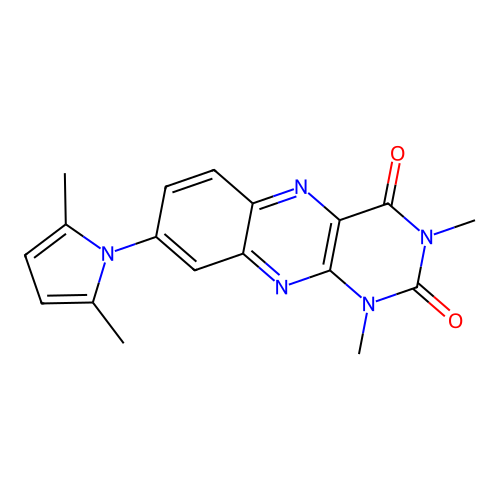8-(2,5-dimethyl-1H-pyrrol-1-yl)-1,3-dimethylbenzo[g]pteridine-2,4(1H,3H)-dione structure